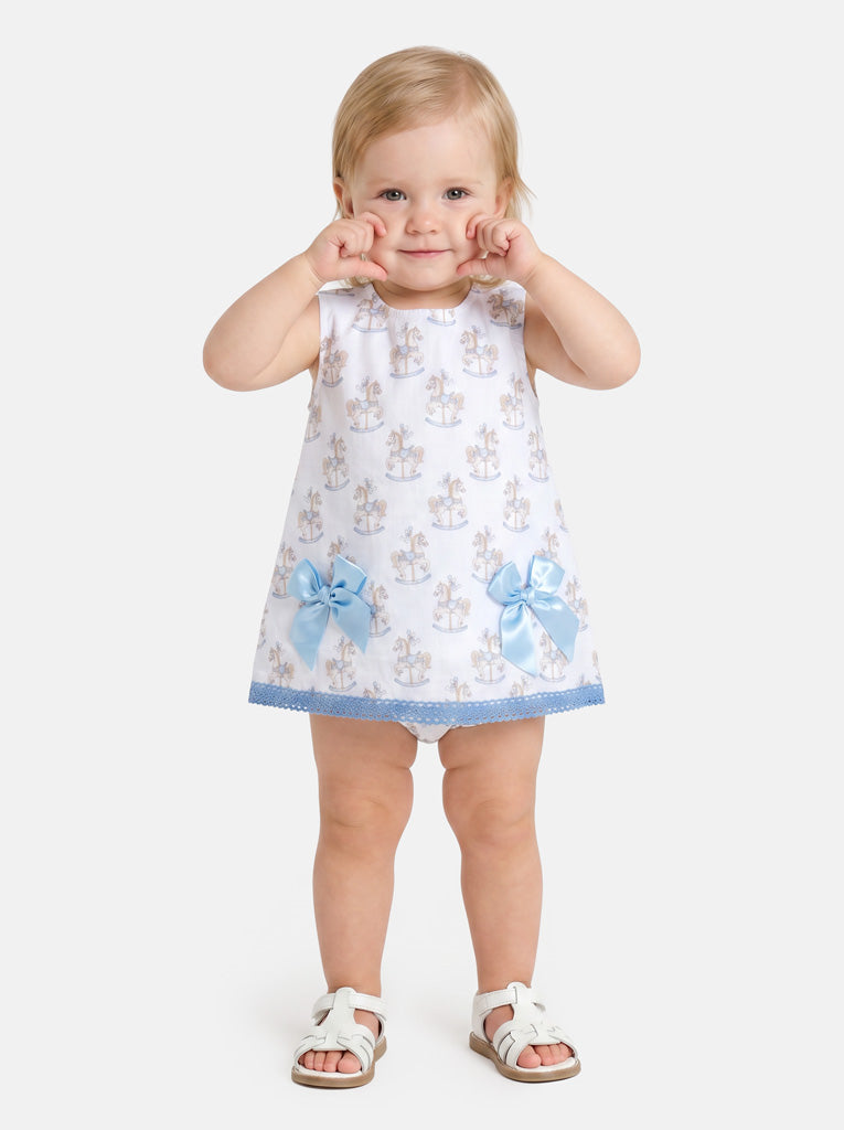 Baby Girl Top & Bloomers Set Rocking Horse Collection - Baby Blue