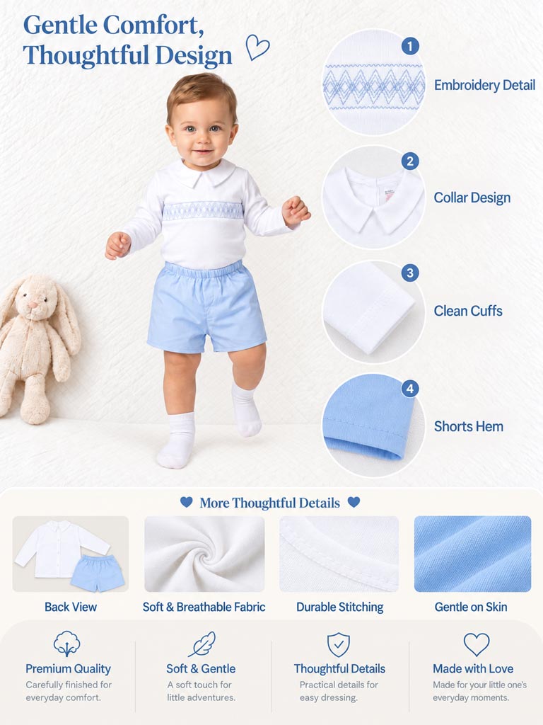 Baby Boy Lucero Collection 2-Piece Smocked Top & Jam Pants Set - Baby Blue