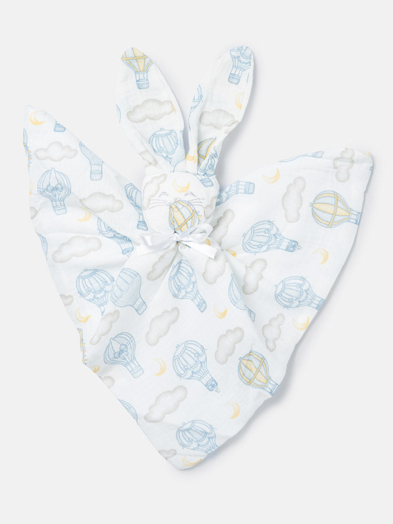 Baby Hot Air Balloon Collection Bunny Comforter - Baby Blue