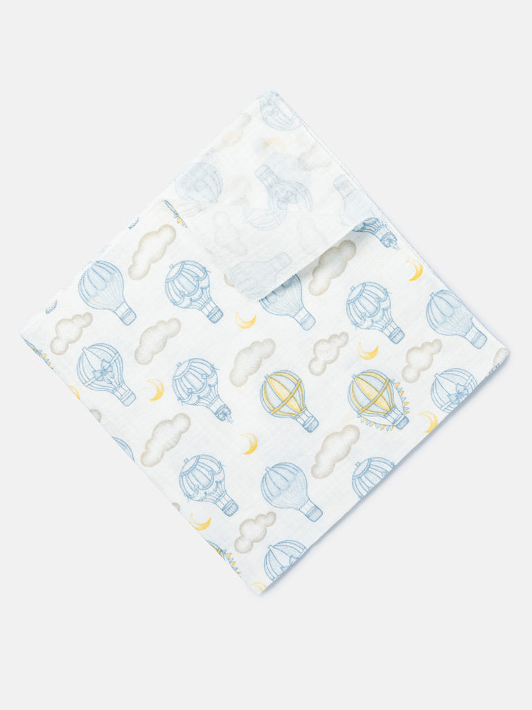 Baby Hot Air Balloon Collection Muslin Square - Baby Blue