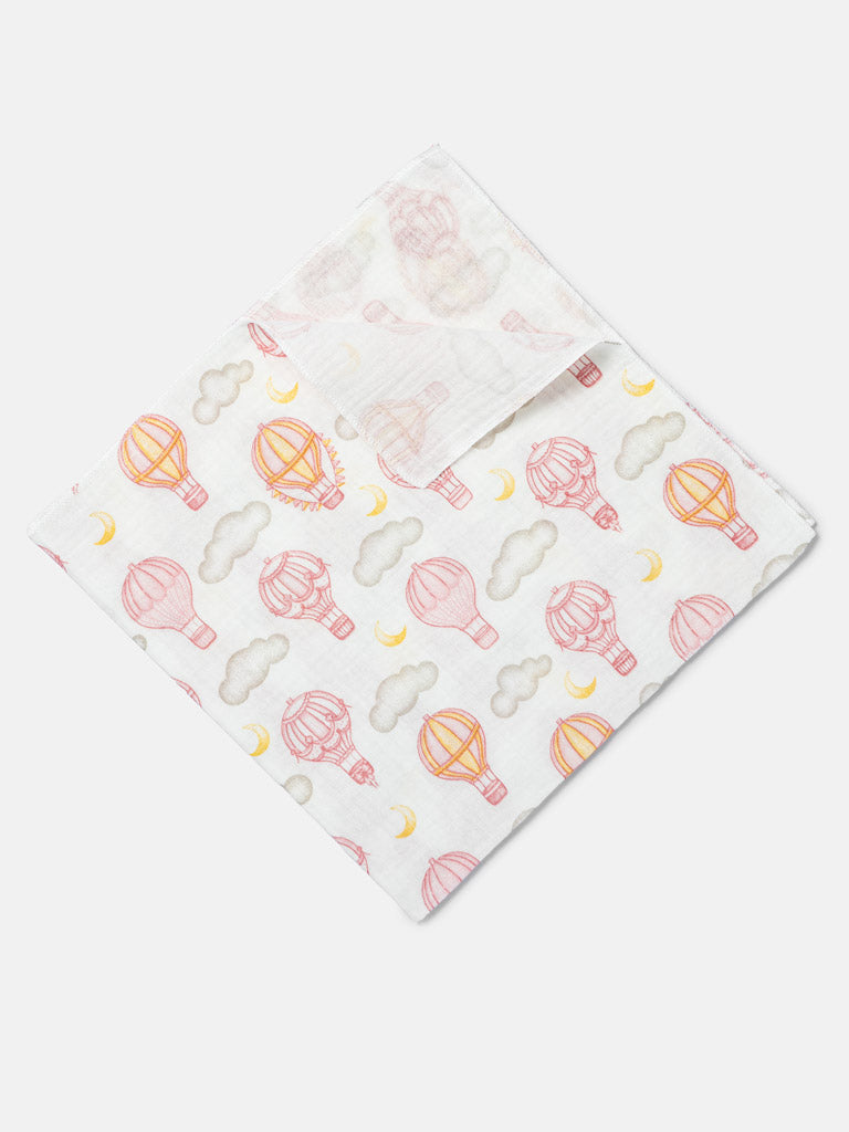 Baby Hot Air Balloon Collection Muslin Square - Baby Pink