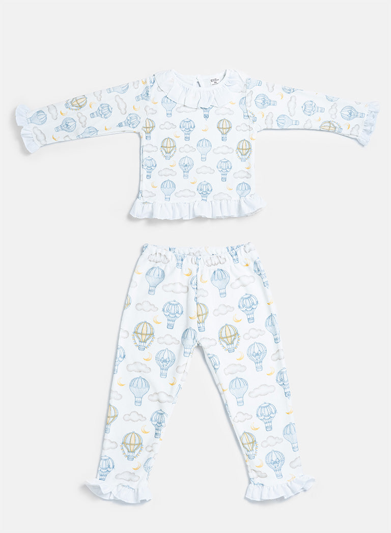 Girl Hot Air Balloon Collection 2-Piece Pyjama Set - Baby Blue