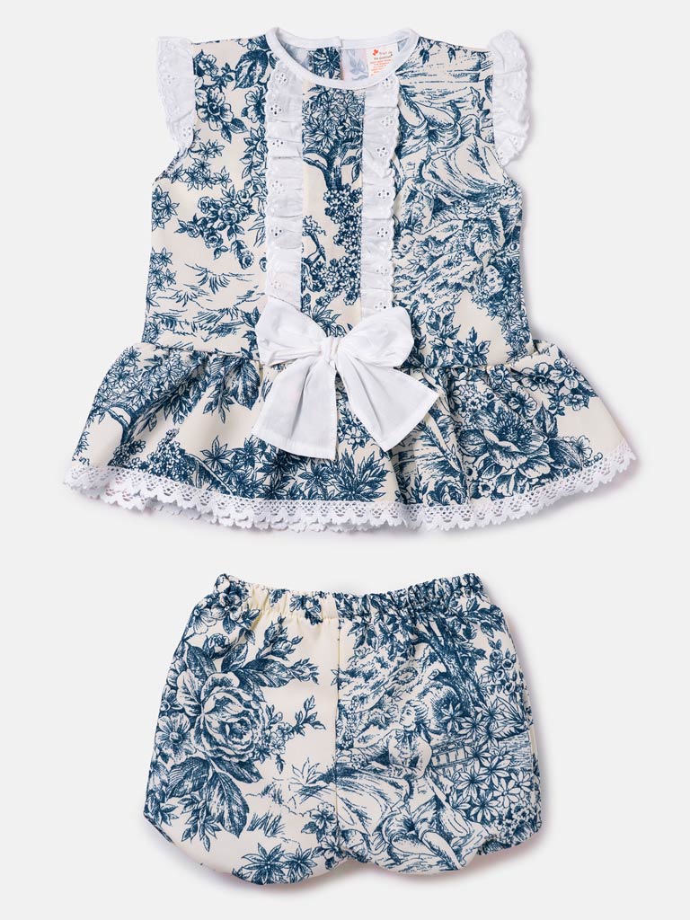 Baby Girl Isadora Collection 2-Piece Romper Set - Dusty Blue