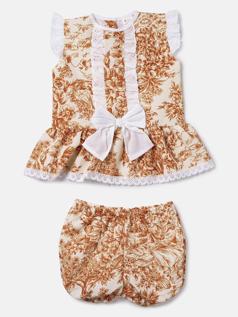 Baby Girl Isadora Collection 2-Piece Romper Set - Dusty Orange