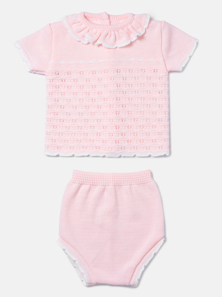 Baby Girl Sia 2-piece Spanish Knitted Set - Baby Pink