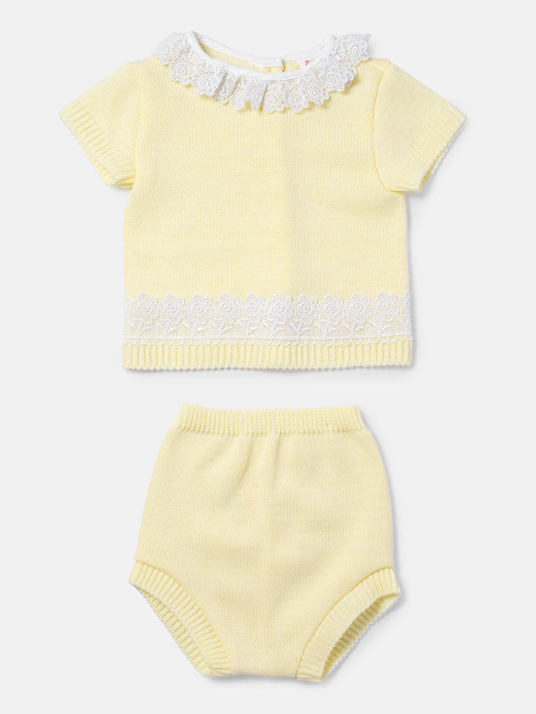 Baby Girl Soraia 2-piece Spanish Knitted Set - Lemon Yellow
