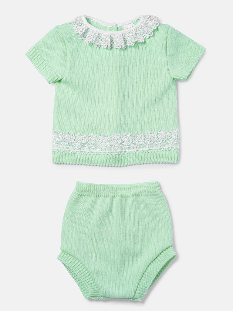 Baby Girl Soraia 2-piece Spanish Knitted Set - Mint Green