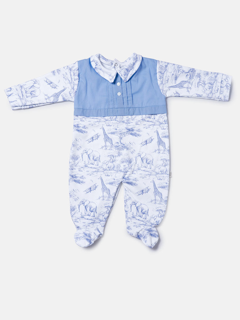 Baby Grow Safari Collection with Buttons - Baby Blue