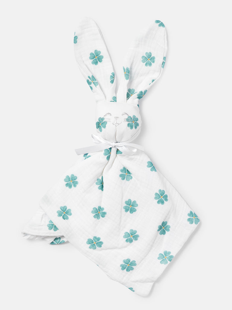 Baby Lucky Clover Collection Bunny Comforter - Limited Edition - White & Green