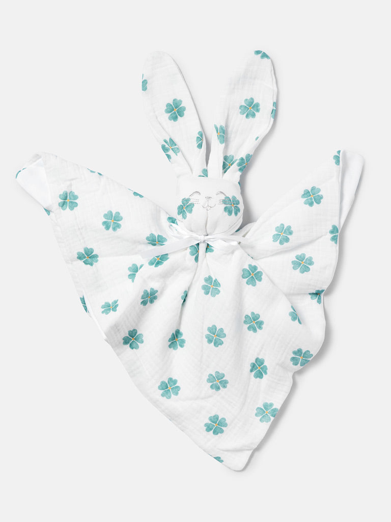 Baby Lucky Clover Collection Bunny Comforter - Limited Edition - White & Green
