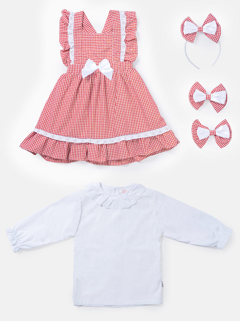 Baby Girl 5-Piece School Uniform Set - Red
