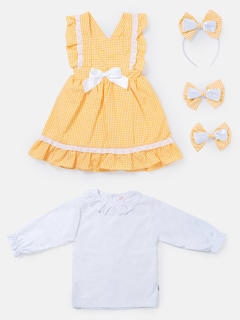 Baby Girl 5-Piece School Uniform Set - Yellow