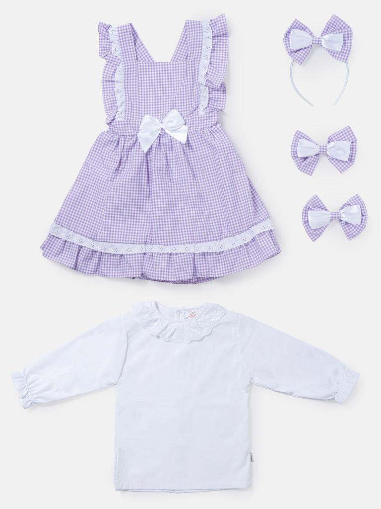 Baby Girl 5-Piece School Uniform Set - Purple