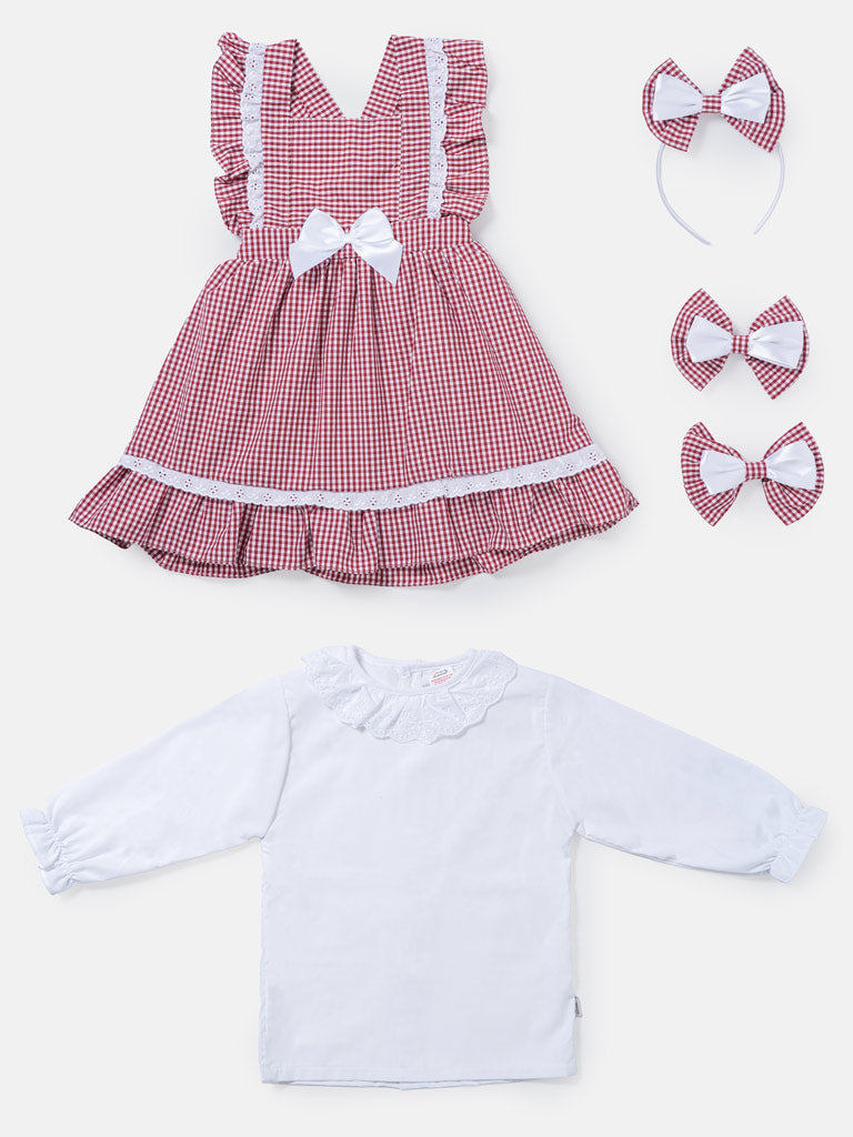Baby Girl 5-Piece School Uniform Set - Cherry