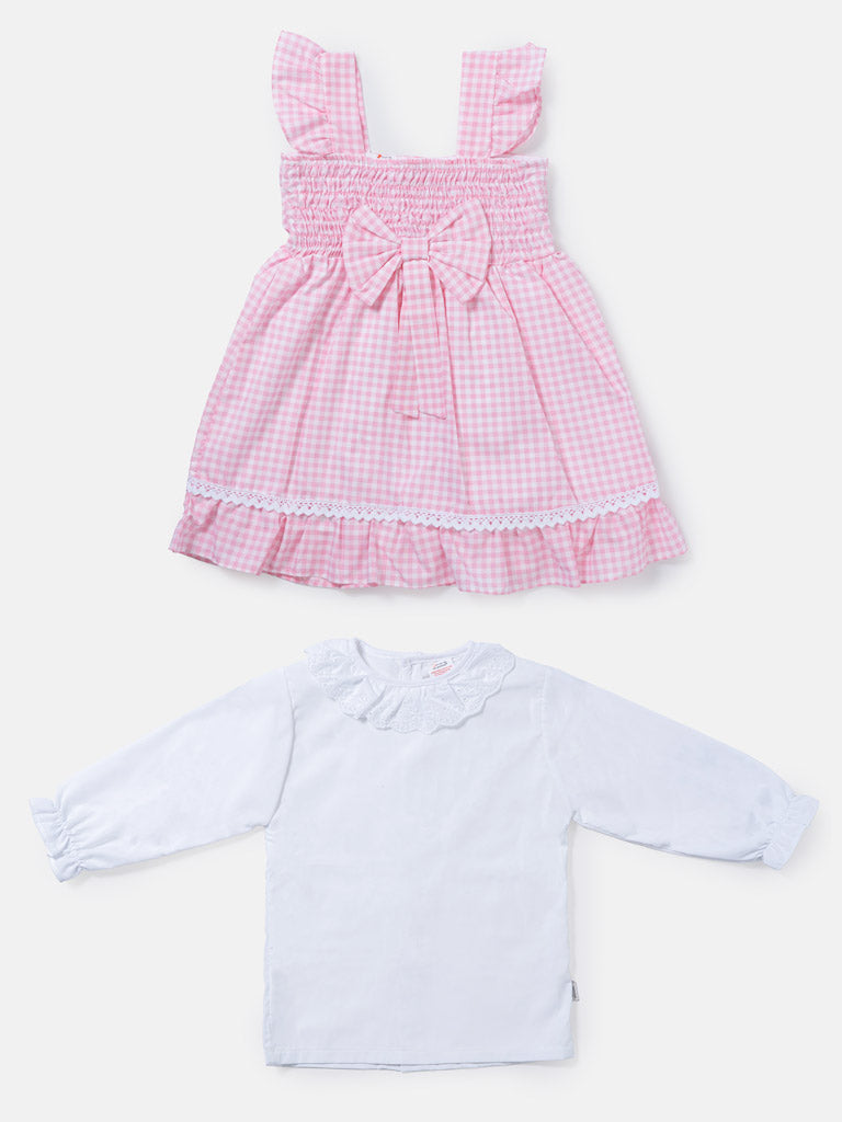 Baby Girl 2-Piece School Uniform Set - Baby Pink