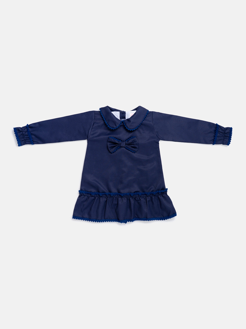 Baby Girl Eliana Collection Ruffle Trim Dress - Navy Blue