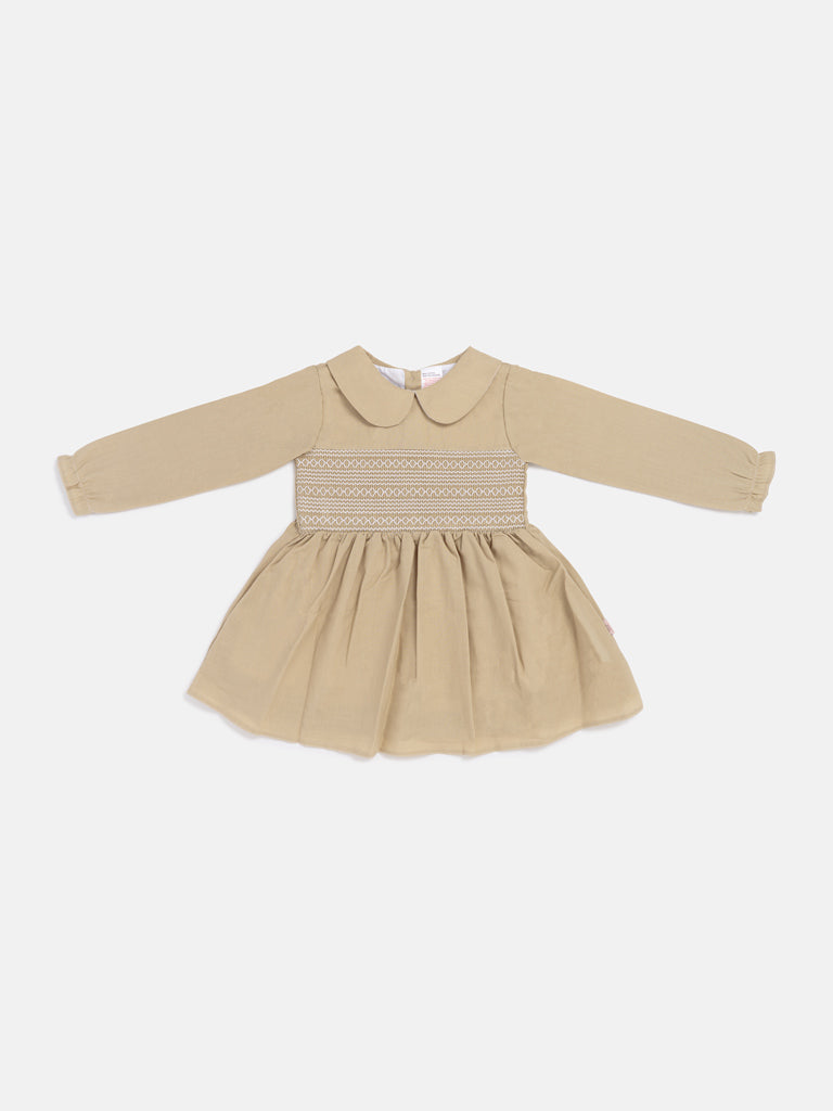 Girl Marissa Collection Smocked Dress Baby & Toddler - Beige