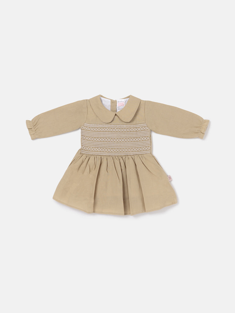 Girl Marissa Collection Smocked Dress Baby & Toddler - Beige