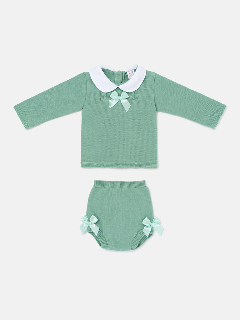 Baby Girl Manuela Collection 2-piece Knitted Set - Mint Green