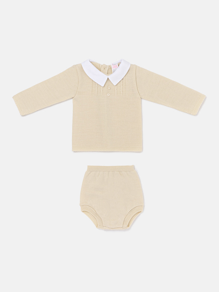 Baby Boy Manuel Collection 2-piece Knitted Set - Beige