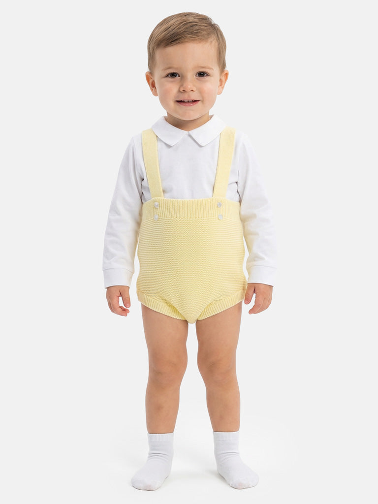 Baby Boy Rafael Collection 2-Piece Knitted Romper & Shirt Set - Lemon Yellow