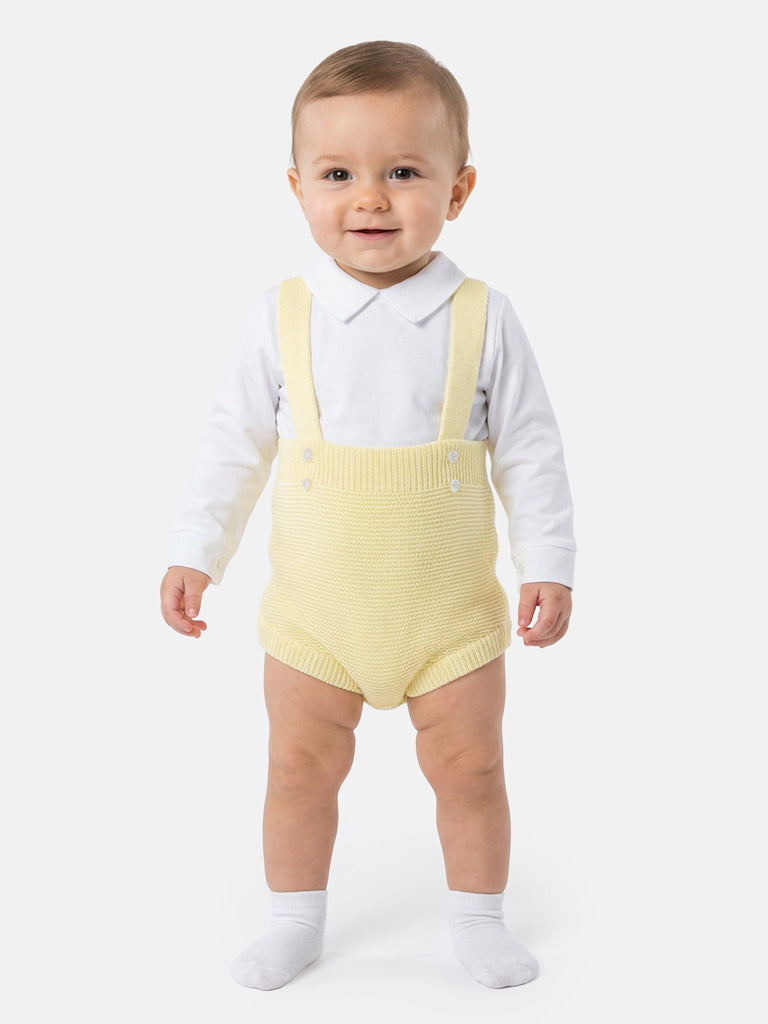 Baby Boy Rafael Collection 2-Piece Knitted Romper & Shirt Set - Lemon Yellow