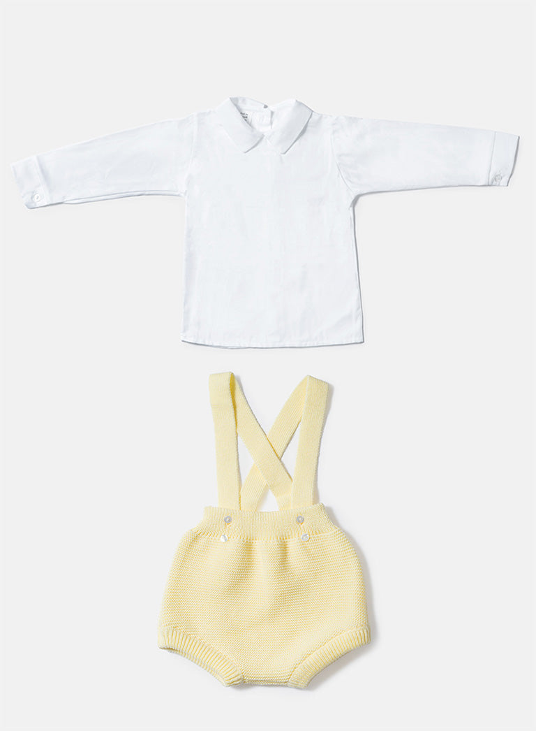 Baby Boy Rafael Collection 2-Piece Knitted Romper & Shirt Set - Lemon Yellow