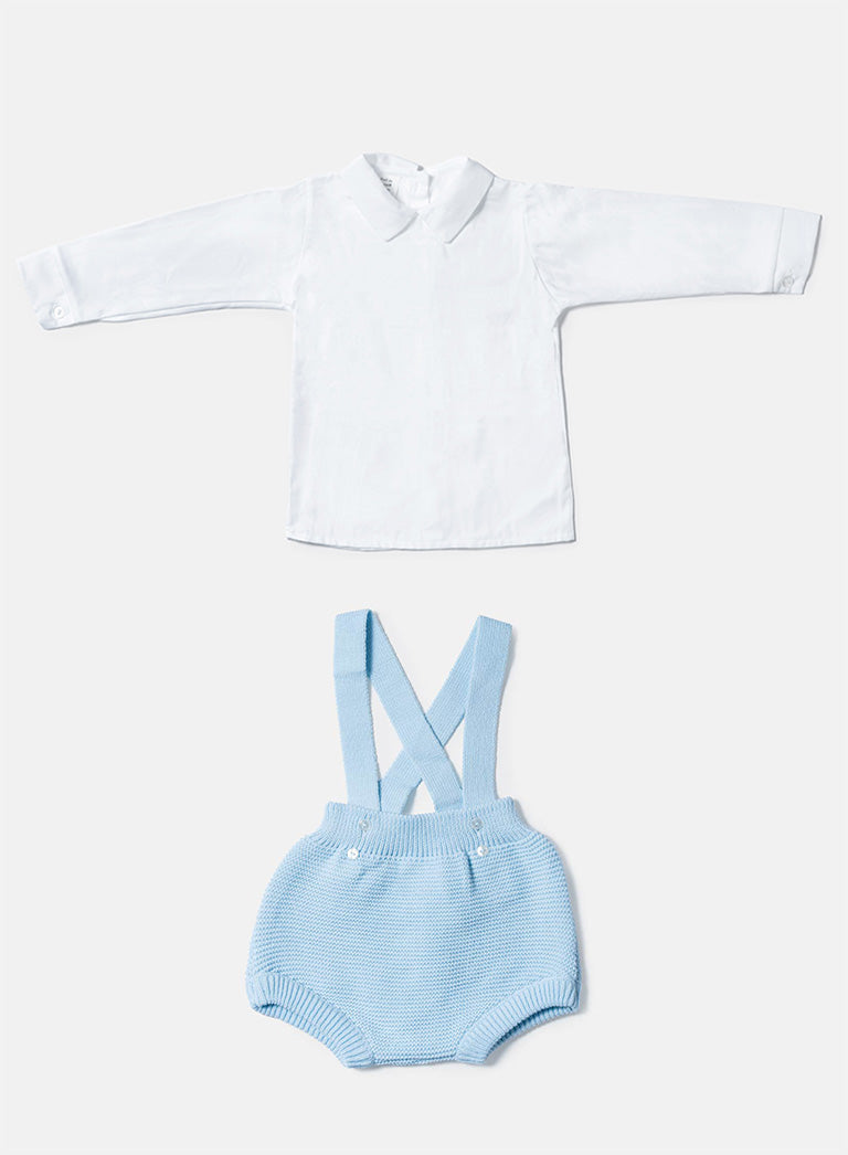 Baby Boy Rafael Collection 2-Piece Knitted Romper & Shirt Set - Baby Blue