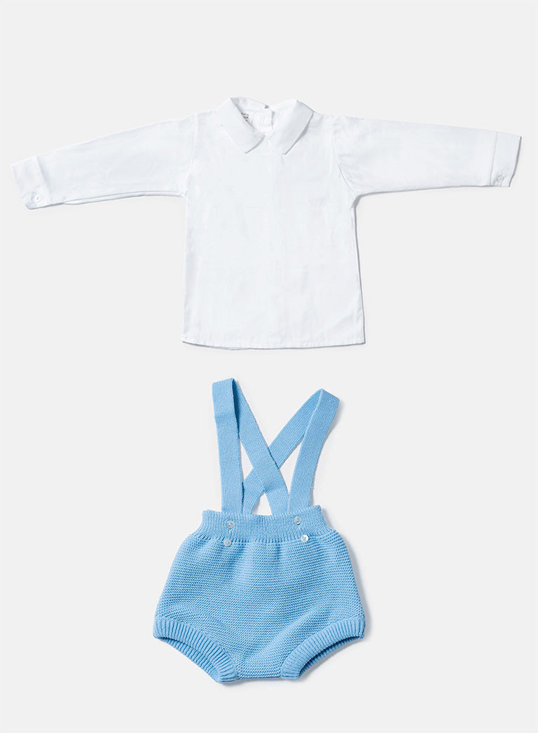 Baby Boy Rafael Collection 2-Piece Knitted Romper & Shirt Set - Blue