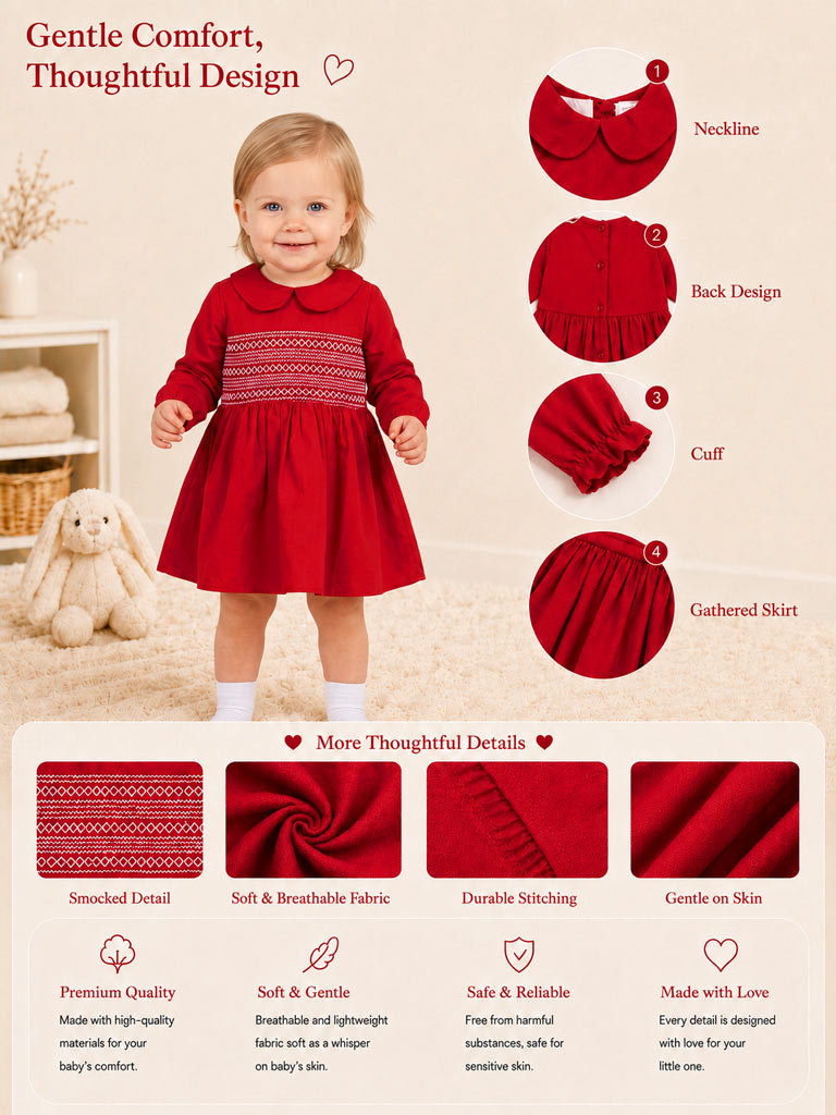 Girl Marissa Collection Smocked Dress Baby & Toddler - Red