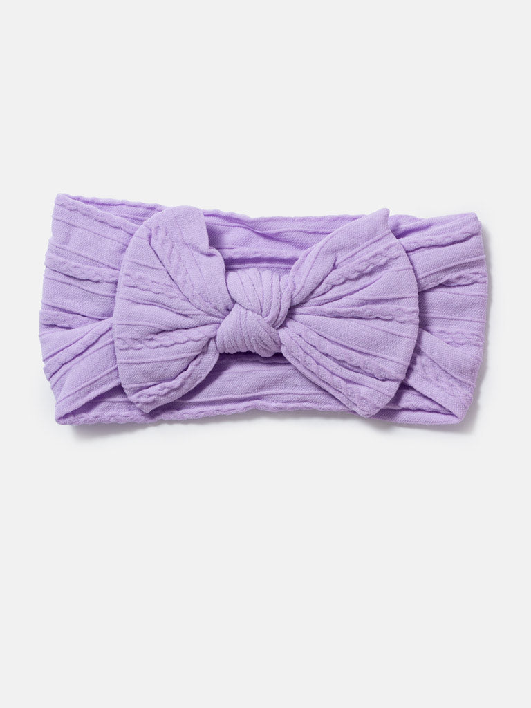 Baby Girl Textured Headband with Knotted Bow - Lilac
