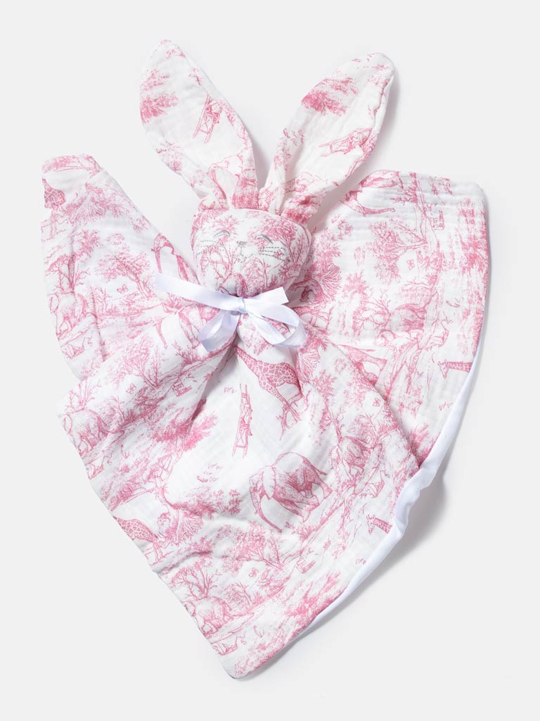 Baby Safari Collection Bunny Comforter - Baby Pink