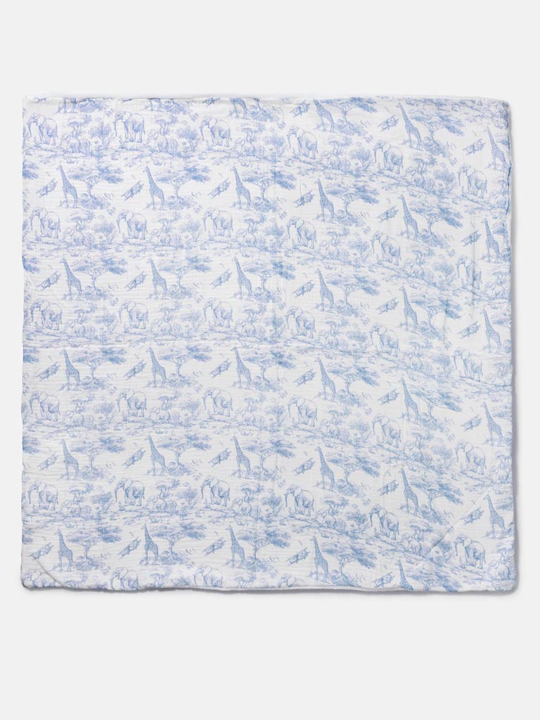 Baby Safari Collection Blanket - Baby Blue