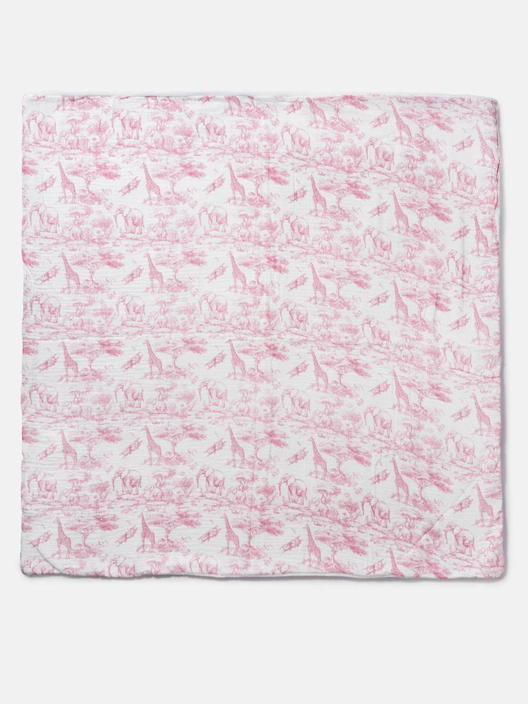 Baby Safari Collection Blanket - Baby Pink