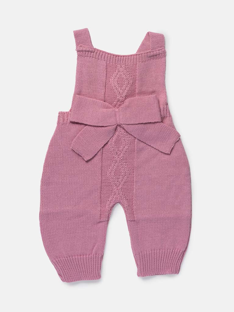 Baby Girl 2-Piece Knitted Dungarees & Shirt Set - Dusty Pink