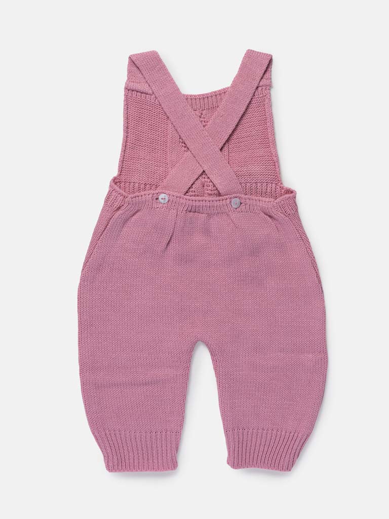 Baby Girl 2-Piece Knitted Dungarees & Shirt Set - Dusty Pink