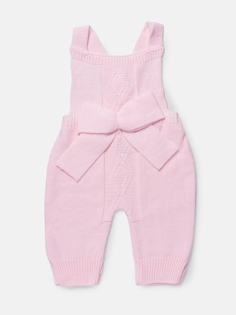 Baby Girl 2-Piece Knitted Dungarees & Shirt Set - Baby Pink