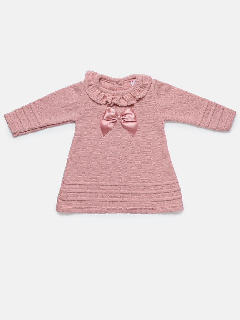 Baby Girl 2-piece Spanish Knitted Dress & Bolero Set - Dusty Pink