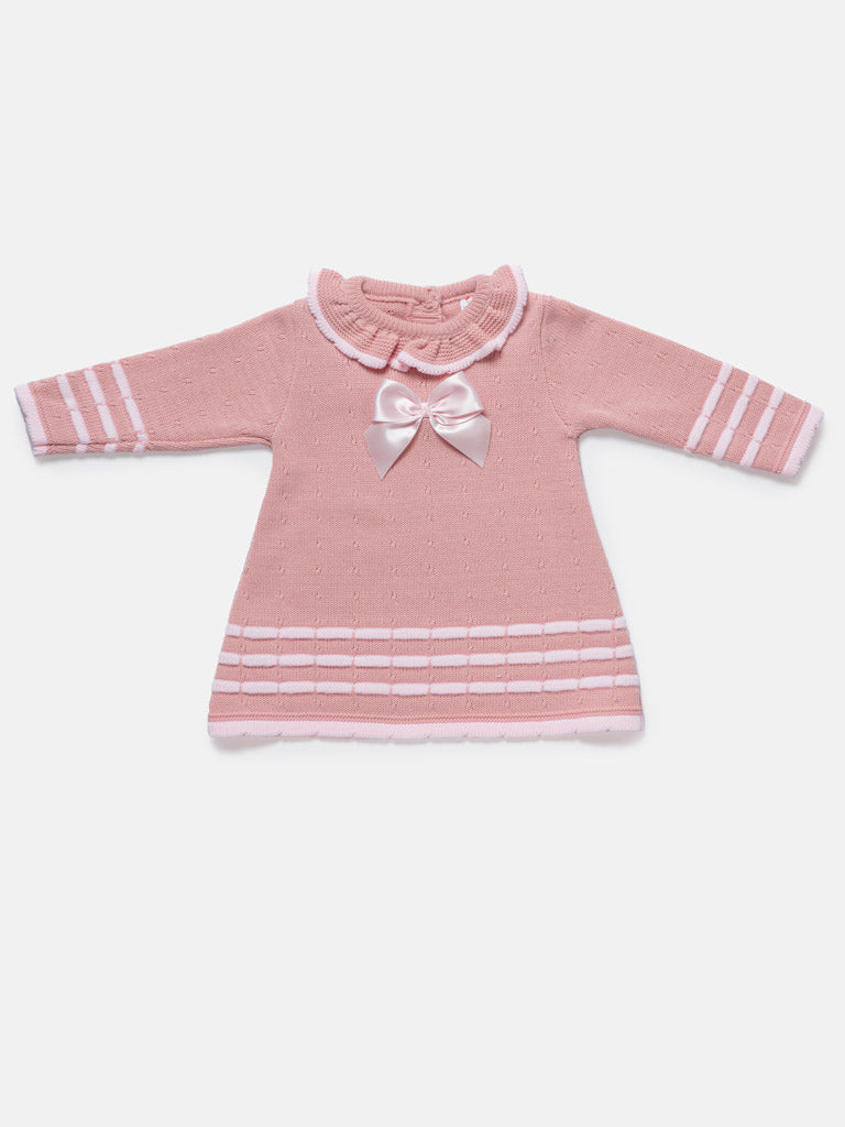 Baby Girl 2-piece Spanish Knitted Dress & Bolero Set - Dusty Pink & Baby Pink
