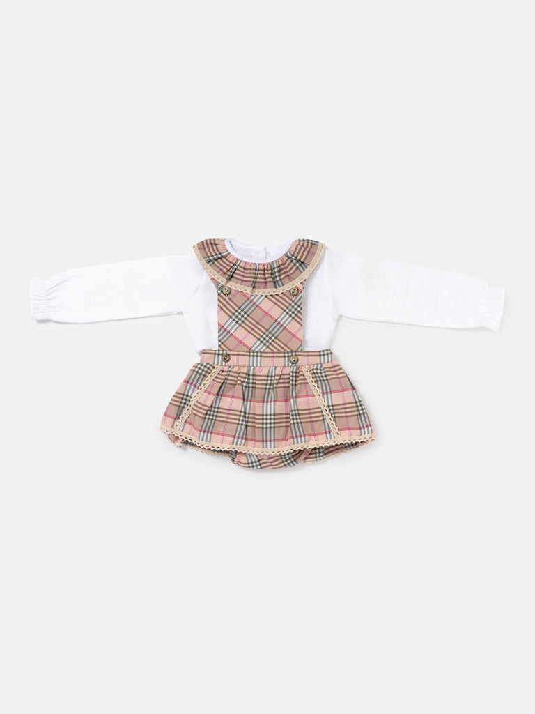 Baby Girl Consuelo Collection 2-Piece Tartan Romper Set - Dusty Pink
