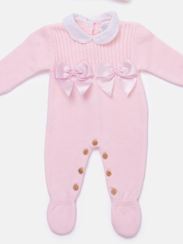 Baby Girl Grow 1-piece with Bow Gift Box Set - Baby Pink