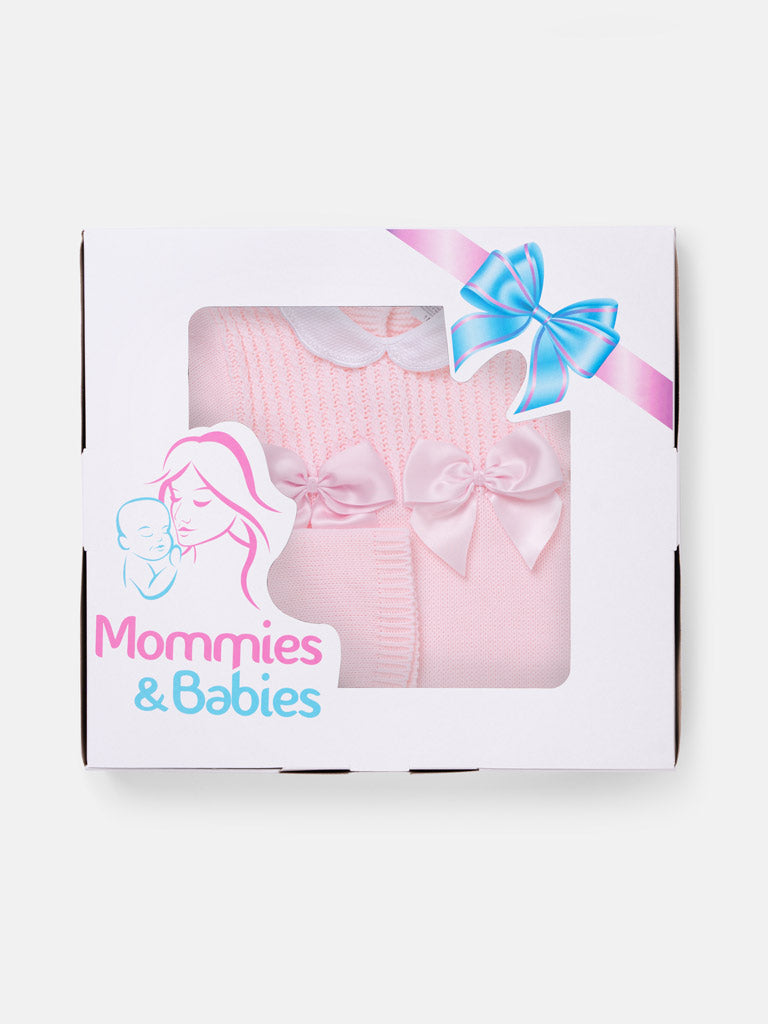 Baby Girl Grow 1-piece with Bow Gift Box Set - Baby Pink