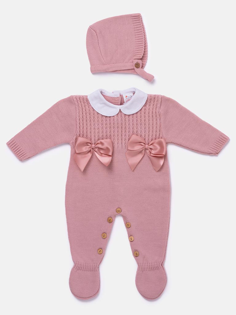 Baby Girl Grow 2-piece with Bow Gift Box Set - Rose Pink