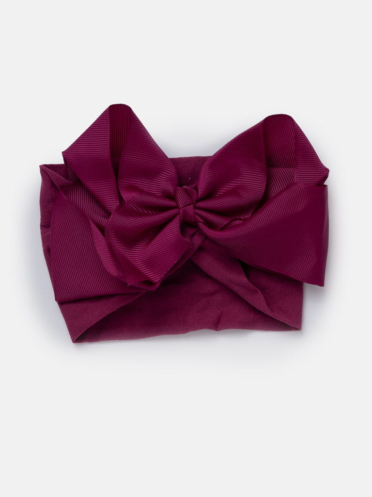 Baby Girl Big Satin Bow Hairband - Earthy Tones