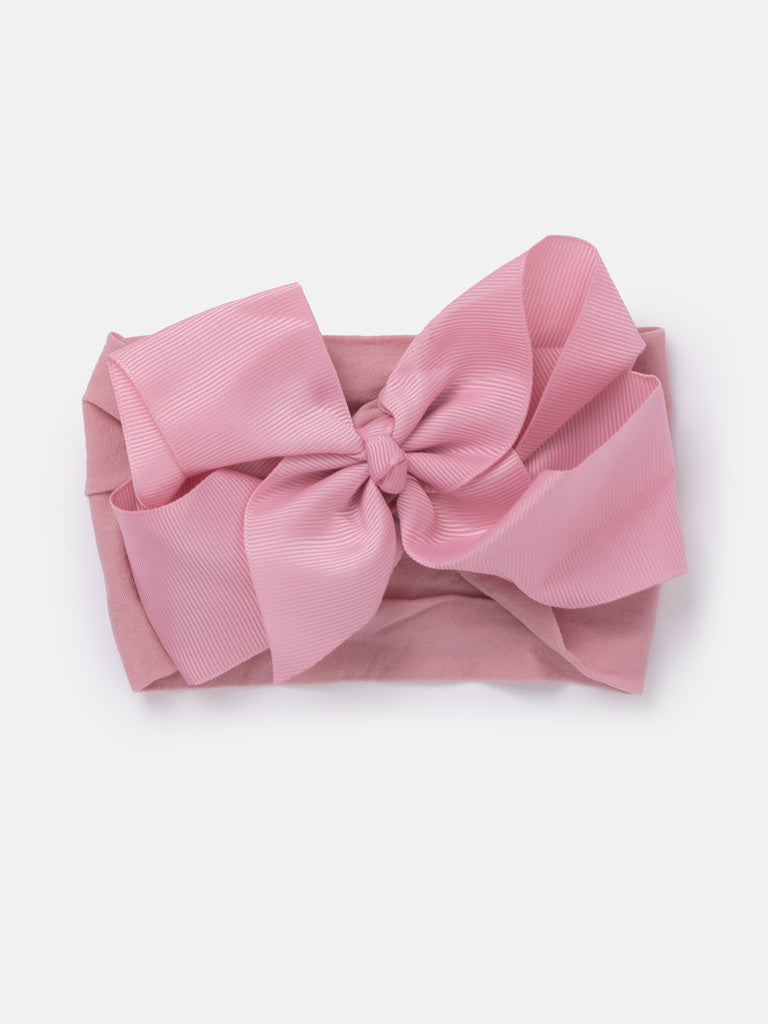 Baby Girl Big Satin Bow Hairband - Earthy Tones