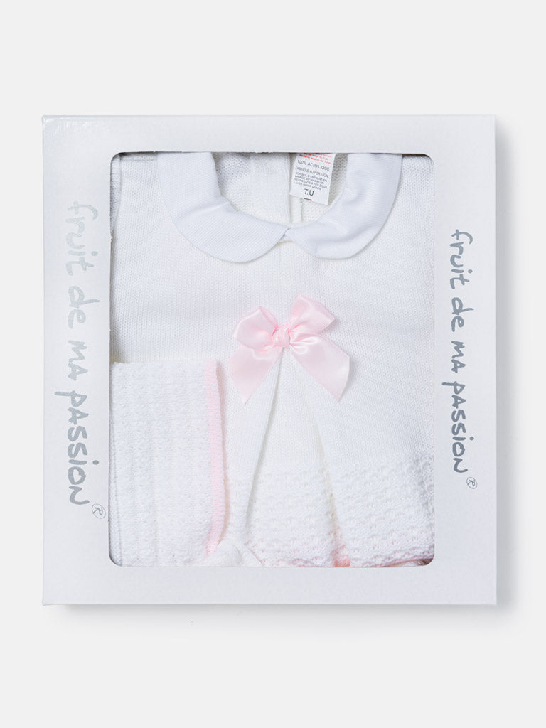 Baby Girl 3-Piece Knitted Flare Top Gift Box Set - White