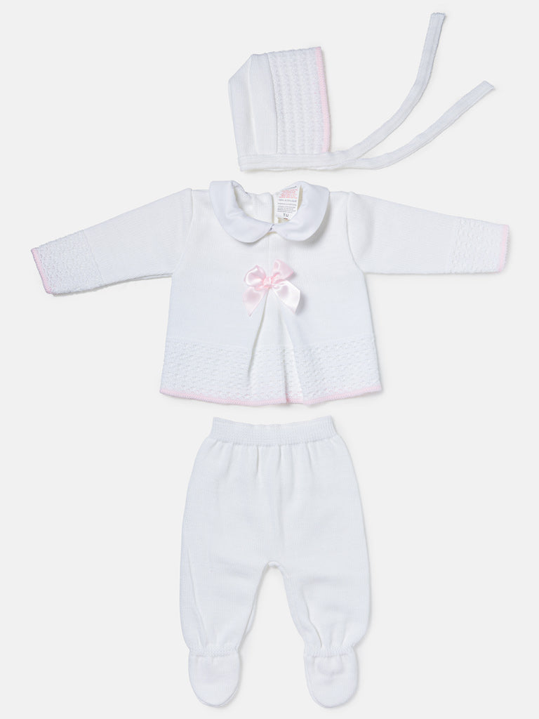 Baby Girl 3-Piece Knitted Flare Top Gift Box Set - White
