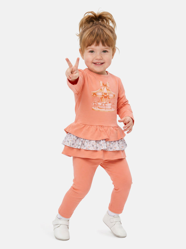 Baby Girl Top & Leggings Set - Carousel Collection - Orange
