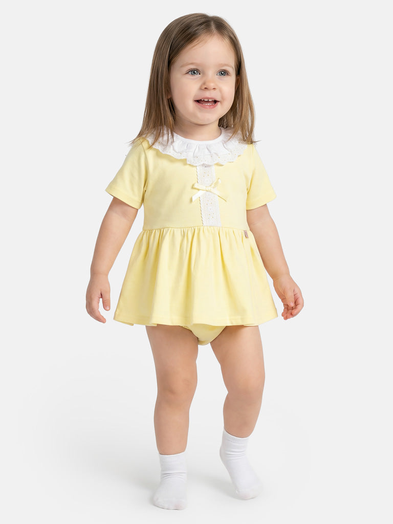 Baby Girl Dora Collection Dress with Bloomers - Lemon Yellow