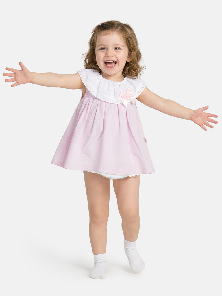 Baby Girl Minna Collection Dress with Bloomers - Baby Pink